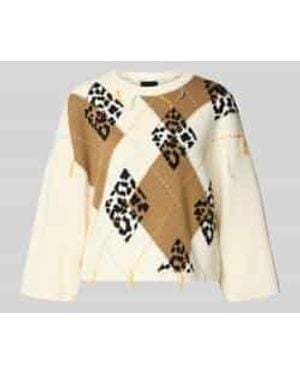 Marc Cain Gebreide Pullover Met Ribboorden - Naturel