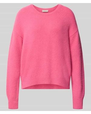Milano Italy Oversized Fit Strickpullover mit Rundhalsausschnitt - Pink