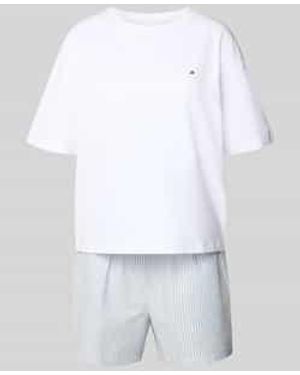 Tommy Hilfiger Pyjama Van Katoenmix Met Gestikt Logo - Wit