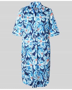 White Label Knielanges Hemdblusenkleid im Allover-Look - Blau