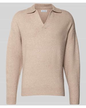 Jack & Jones Strickpullover mit V-Ausschnitt Modell 'SOHO' - Natur