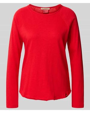 Smith & Soul Regular Fit Longsleeve aus reiner Baumwolle mit Label-Patch - Rot