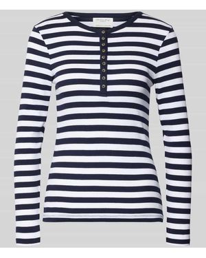 Christian Berg Women Longsleeve mit kurzer Knopfleiste - Blau