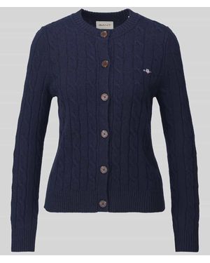 GANT Strickjacke aus Wolle mit Logo-Detail - Blau