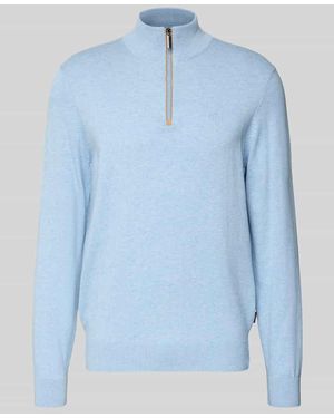 Bugatti Regular Fit Troyer aus reiner Baumwolle - Blau