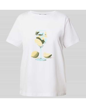 Comma, T-Shirt Mit Motiv-Print - Weiß