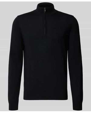Profuomo Strickpullover aus Wolle mit Reißverschluss - Blau