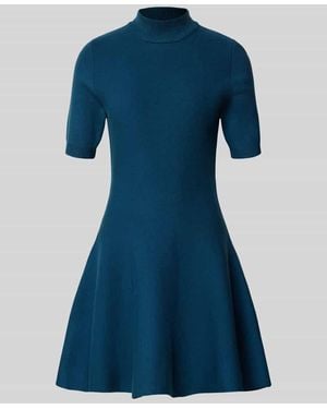 Apricot Minikleid aus Viskose-Mix mit Stehkragen - Blau