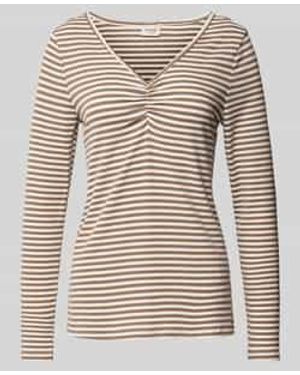Fransa Shirt Met Geribde V-hals - Grijs