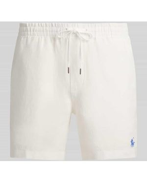 Polo Ralph Lauren Leinenshorts mit Tunnelzugbund und Logo Stitching - Natur
