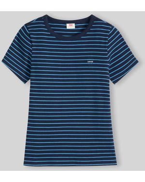 Levi's Slim Fit T-Shirt aus Baumwoll-Mix mit Logo-Stitching - Blau