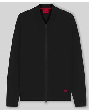 HUGO Regular Fit Strickjacke aus reiner Baumwolle Modell 'SAN JAQUE-C' - Schwarz