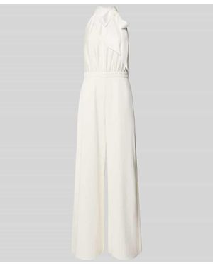 Swing Jumpsuit mit Schleifen-Applikation - Weiß