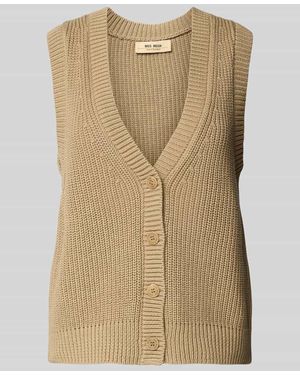 Mos Mosh Weste mit V-Ausschnitt Modell 'Kirby' - Natur