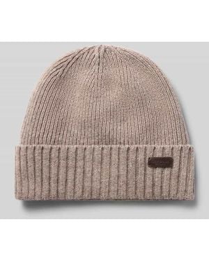 Barbour Beanie mit Logo-Patch - Natur