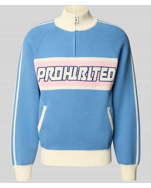 Prohibited Strickpullover mit Logo und Reißverschluss - Blau