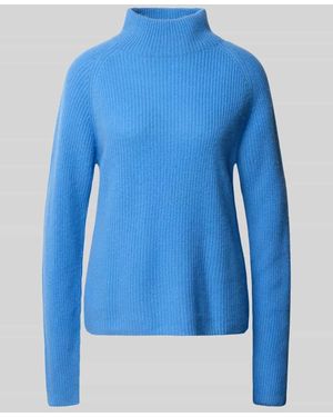 Fynch-Hatton Strickpullover aus Kaschmir mit Stehkragen - Blau