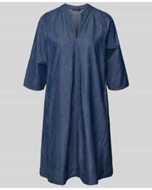 Opus Knie-Lange Denimjurk Met V-Hals Model 'Wonema' - Blauw