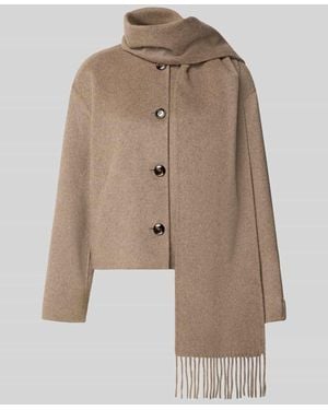 Comma, Jacke aus Woll-Mix mit Schal - Natur