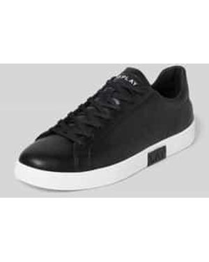Replay Leren Sneakers Met Label - Zwart