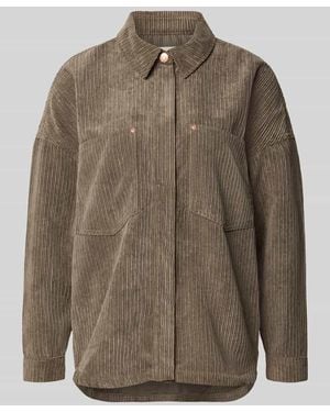 ONLY Oversized Hemdjacke mit verdecktem Druckknopfverschluss Modell 'JANINE-RAI' - Braun