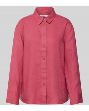 Samsøe & Samsøe Regular Fit Leinenhemdbluse mit durchgehender Knopfleiste - Pink