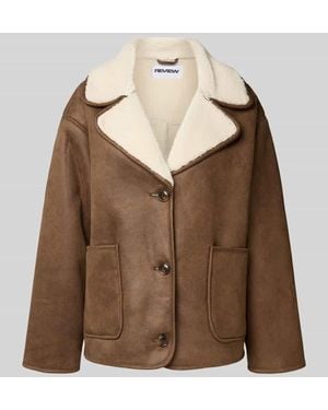 Review Jacke in Leder-Optik mit Futter aus Teddyfell - Braun
