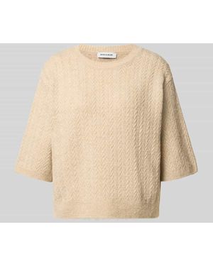 MORE&MORE Relaxed Fit Pullover in Strick-Optik - Natur
