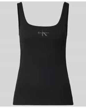 Calvin Klein Slim Fit Top Met Logoprint, Model 'Scoop' - Zwart