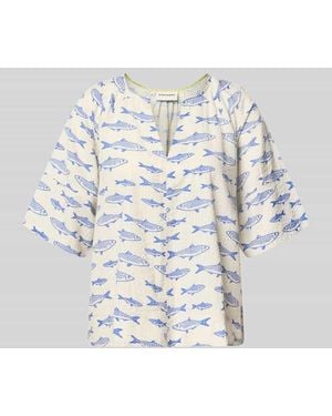 Stefanel Blusenshirt im Allover-Look Modell 'SADIRA' - Weiß