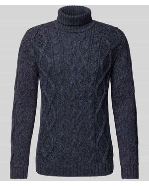 RAGMAN Rollkragenpullover Mit Zopfmuster - Blau