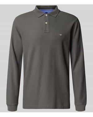 Fynch-Hatton Regular Fit Poloshirt mit Logo-Stitching - Grau