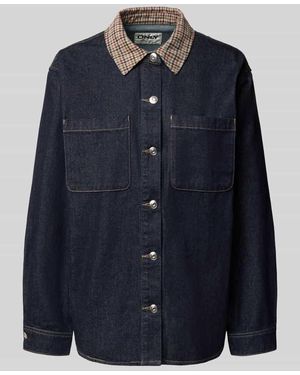 ONLY Hemdjacke mit kontrastierendem Kragen - Blau