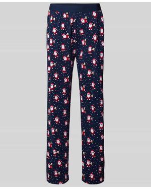 Christian Berg Men Relaxed Fit Pyjama-Hose Mit Elastischem Statement-Bund - Blau