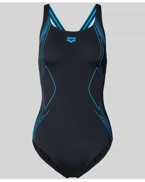 Arena Slim Fit Badeanzug mit Logo-Print - Blau