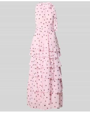 Neo Noir Abendkleid mit Rüschenbesatz Modell 'Marli' - Pink