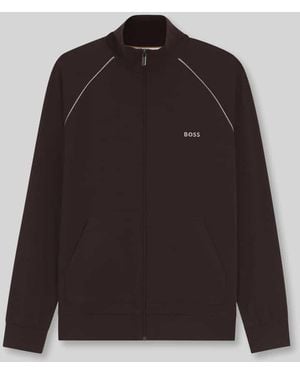 BOSS Regular Fit Sweatjacke aus Baumwoll-Mix Modell 'Mix&Match' - Braun
