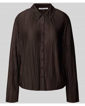 Samsøe & Samsøe Regular Fit Bluse mit Plisseefalten Modell 'SAUMA' - Schwarz
