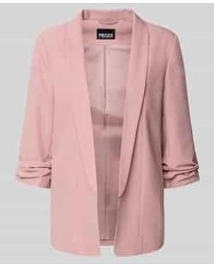 Pieces Regular Fit Lange Blazer Met Viscose - Roze