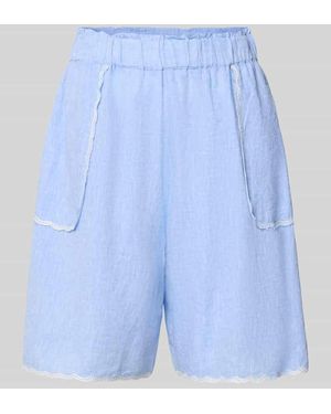 Christian Berg Women Bermudas mit Leinen-Anteil und Kontrastkanten - Blau