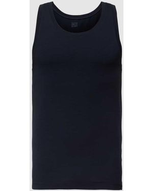 Schiesser Tanktop mit geripptem Rundhalsausschnitt Modell '1 BLACK' - Blau