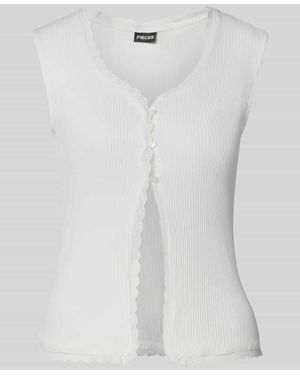 Pieces Regular Fit Top in Rippoptik Modell 'TIRADE' - Weiß