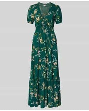Apricot Maxi-Jurk Van Viscose Met V-Hals - Groen