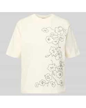 JAKE*S STUDIO WOMAN T-Shirt Met Motief-Stitching En Ronde Hals - Naturel