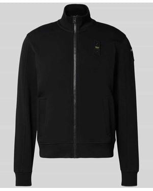 Blauer Usa Sweatjacke mit Stehkragen und Label-Stitching Modell 'CITY' - Schwarz