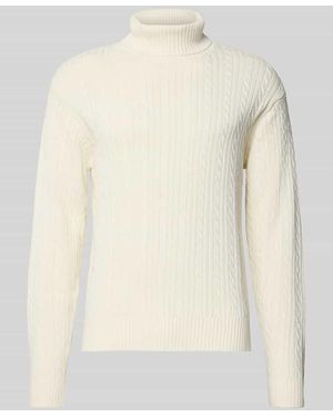 Redefined Rebel Rollkragenpullover mit Zopfmuster Modell 'JORDEN' - Natur