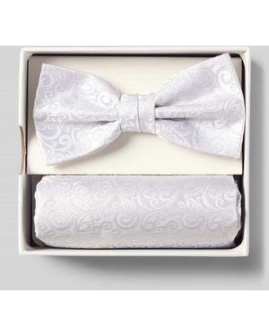 Prince BOWTIE Fliege und Einstecktuch im Set aus reiner Seide - Grau