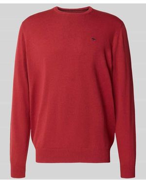 Fynch-Hatton Strickpullover aus reiner Baumwolle mit Logo-Stickerei - Rot