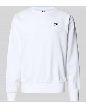 Nike Sweatshirt mit Label-Stitching und Rundhalsausschnitt - Weiß