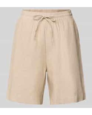 Freequent Relaxed Fit Linnen Bermuda Met Tunnelkoord - Naturel